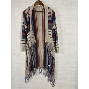 Cato Women's XL Open Front Long Sleeve Sweater Western Country Boho Fringe Soft